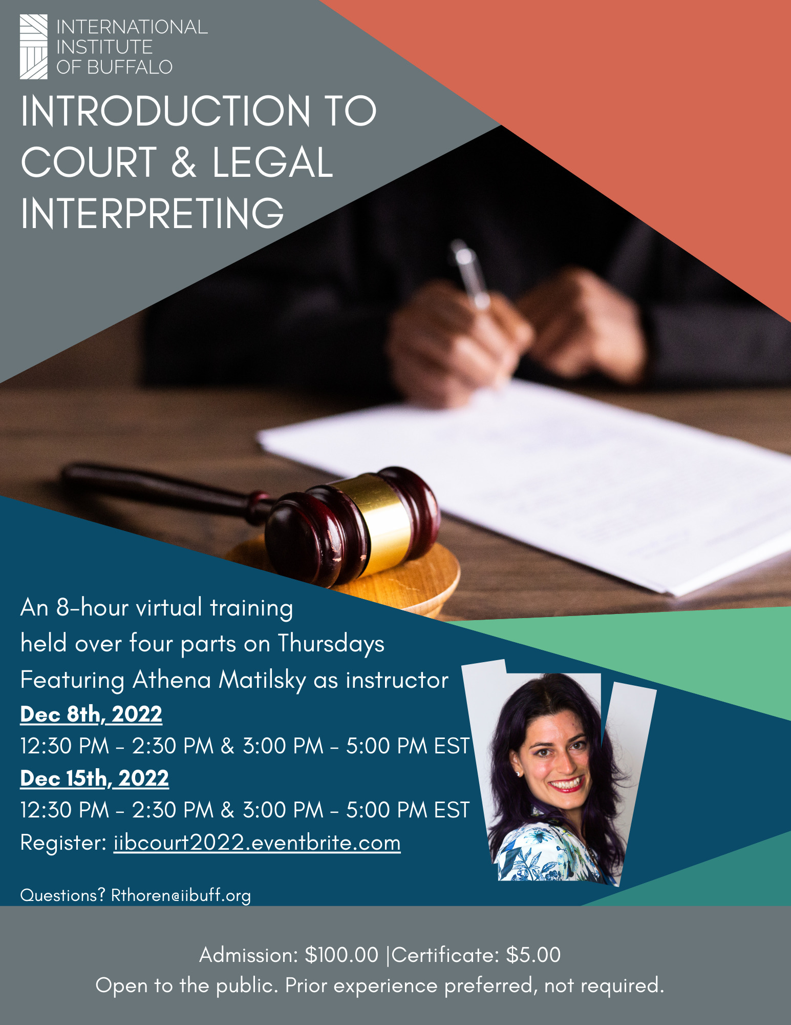 Intro to Court and Legal Interpreting Class. More Infor at iibcourt2022@eventbrite.com